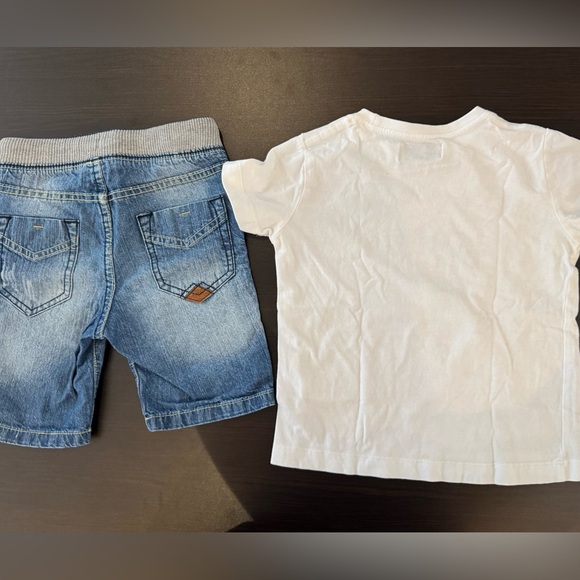 Zara White T-Shirt and Denim Shorts - Picture 2 of 8